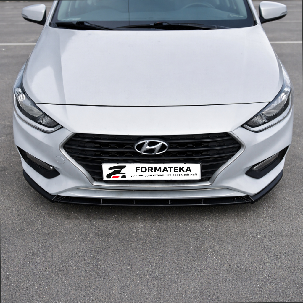 картинка Сплиттер под передний бампер Hyundai Solaris 2 - гладкий АБС пластик vonard customs 