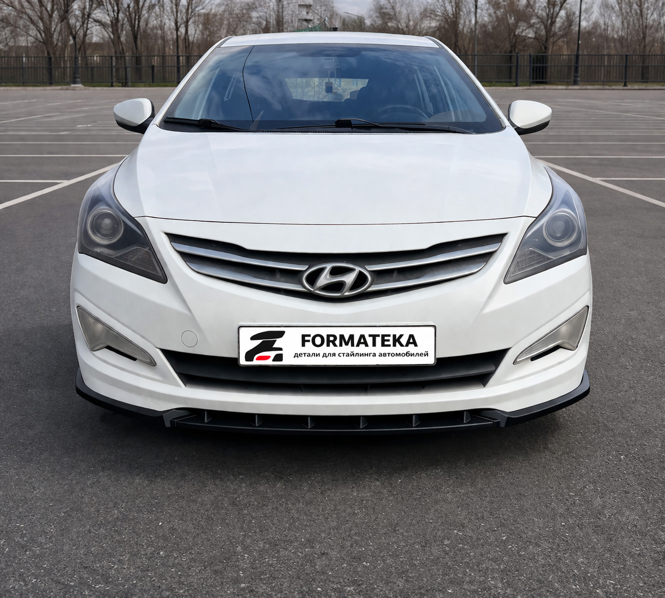 картинка Сплиттер под передний бампер Hyundai Solaris 1 рестайлинг - текстура vonard customs 