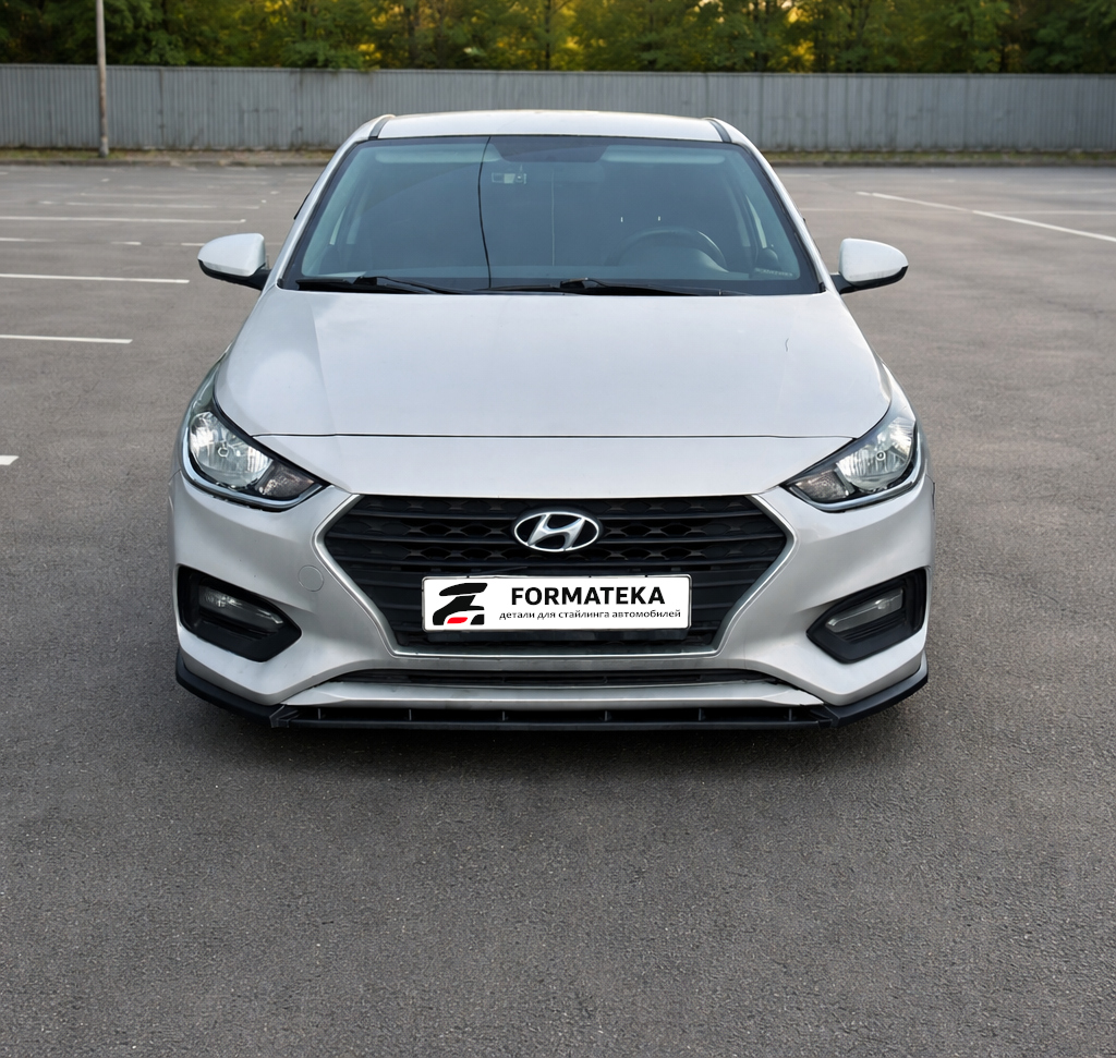 картинка Сплиттер под передний бампер Hyundai Solaris 2 - гладкий АБС пластик vonard customs 