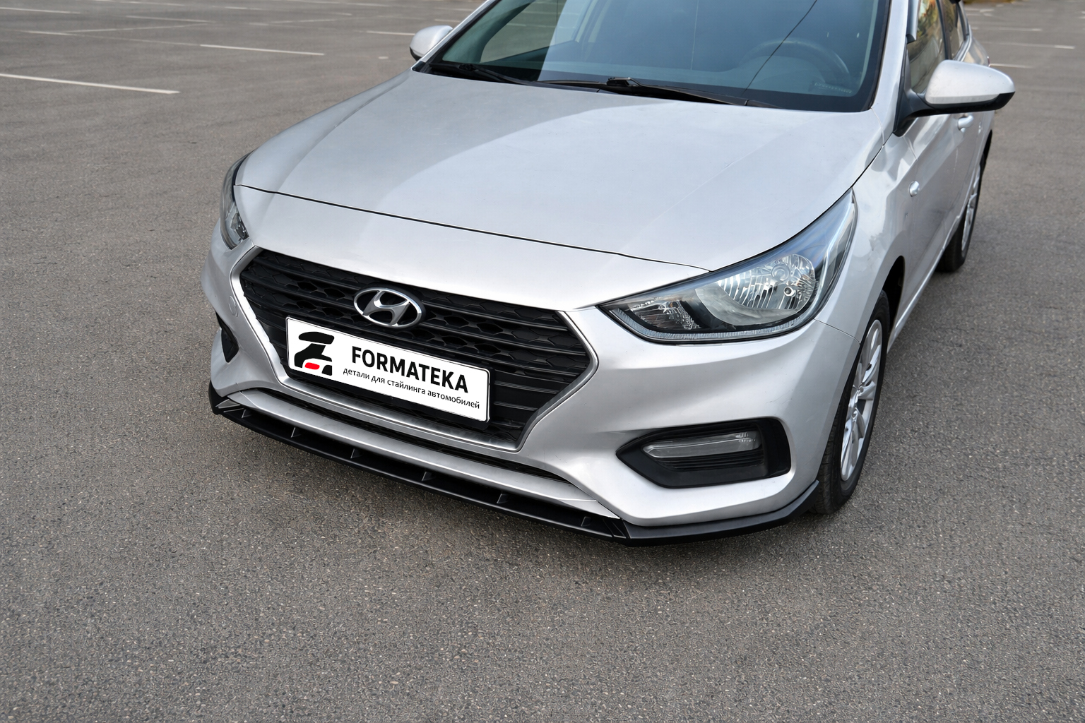 картинка Сплиттер под передний бампер Hyundai Solaris 2 - текстура vonard customs 