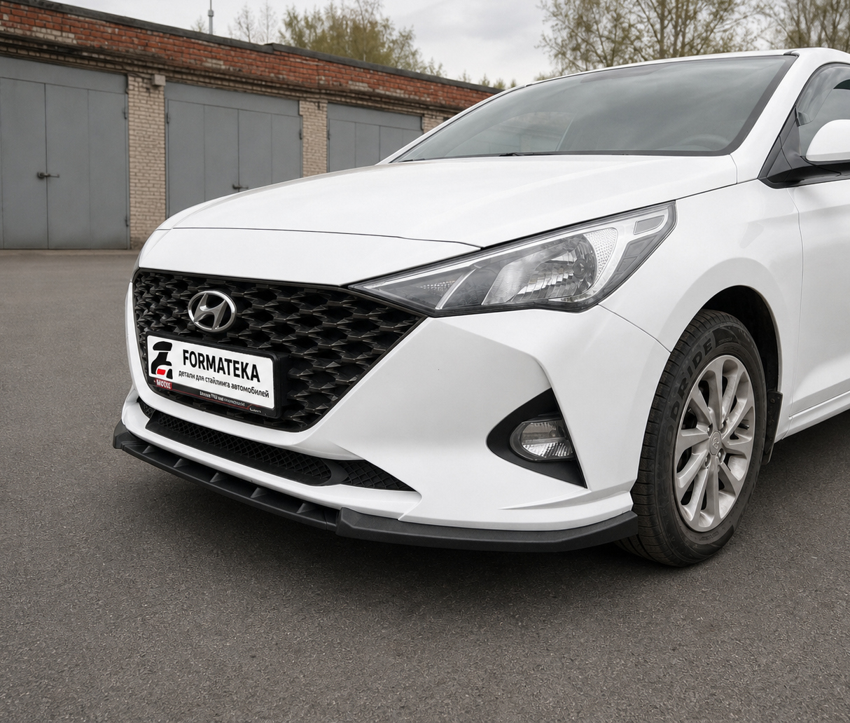 картинка Сплиттер под передний бампер Hyundai Solaris 2 рестайлинг - текстура vonard customs 
