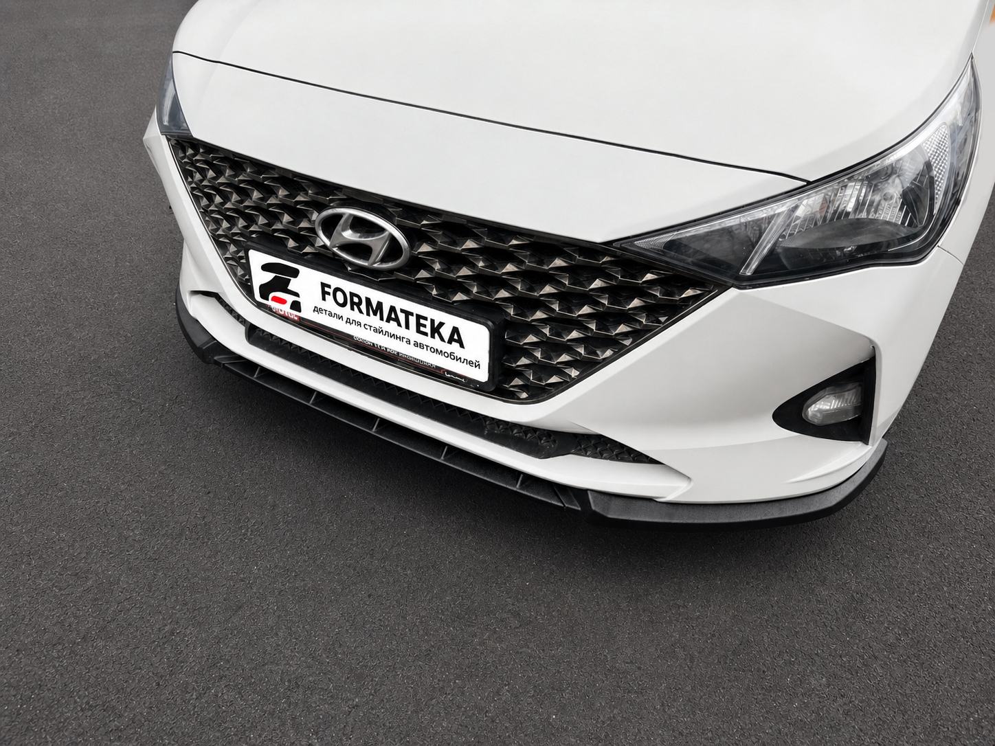 картинка Сплиттер под передний бампер Hyundai Solaris 2 рестайлинг - текстура vonard customs 
