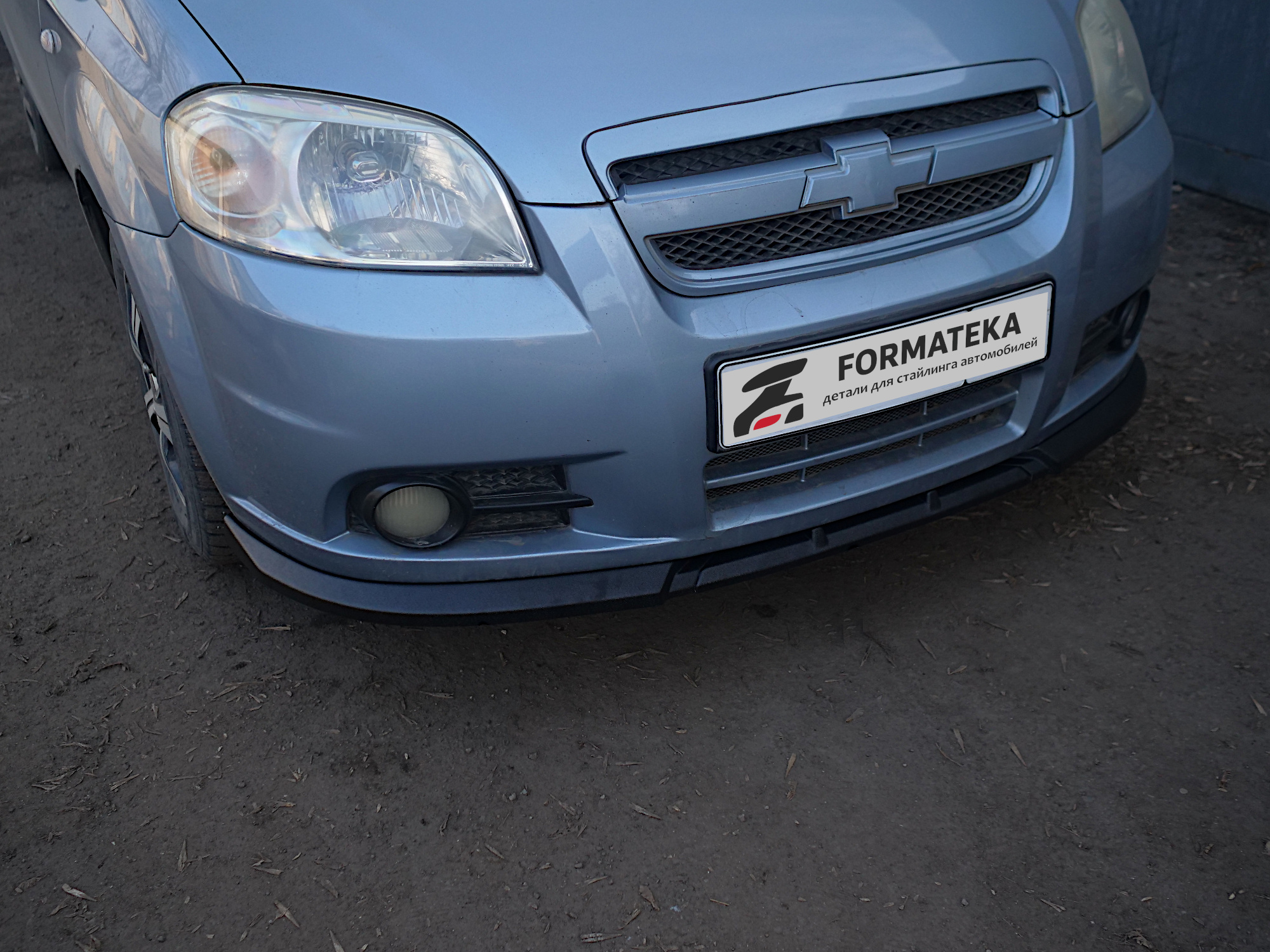 картинка Сплиттер под передний бампер Chevrolet Aveo 1 рест. - текстурный vonard customs 