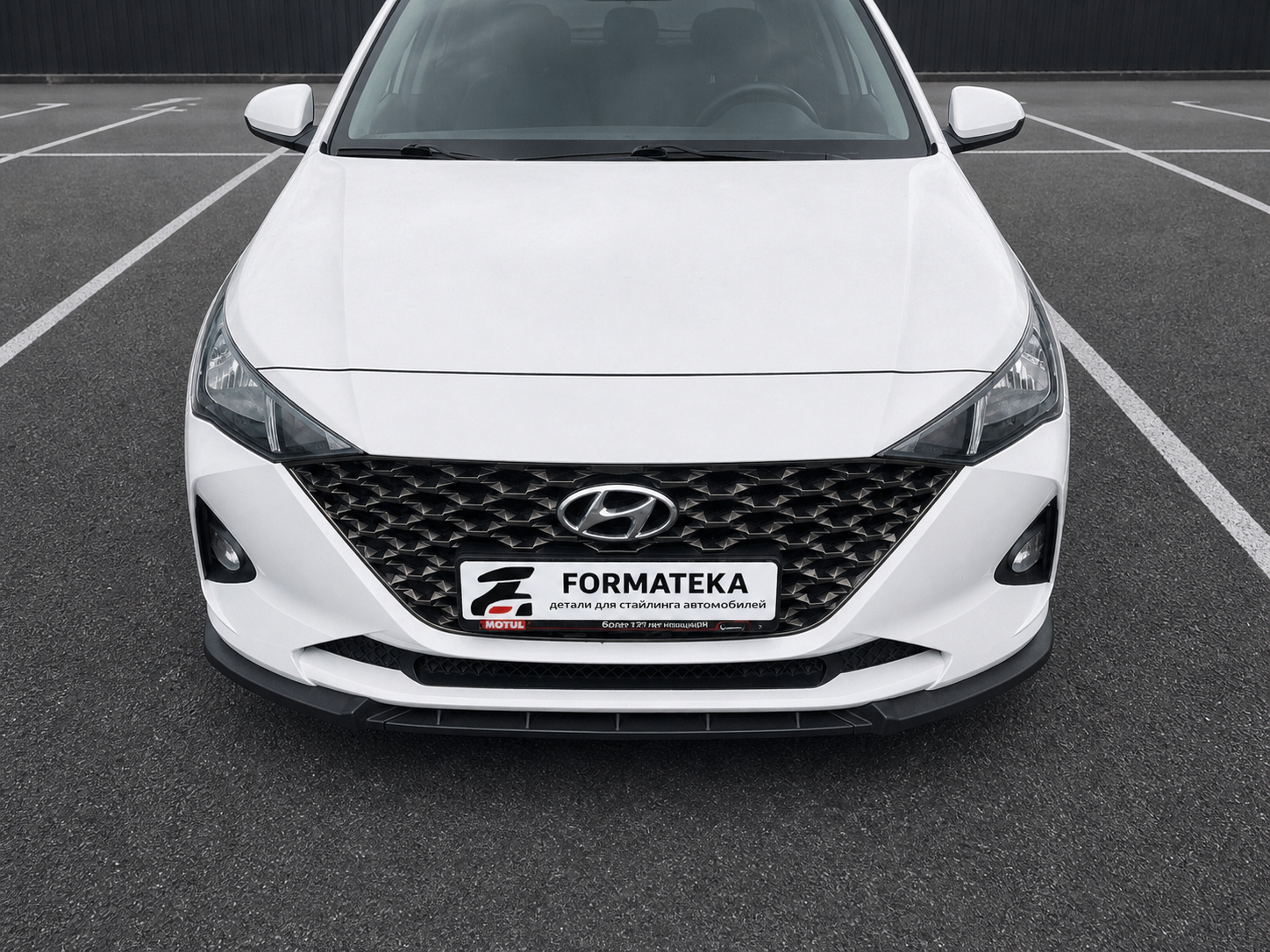 картинка Сплиттер под передний бампер Hyundai Solaris 2 рестайлинг - текстура vonard customs 