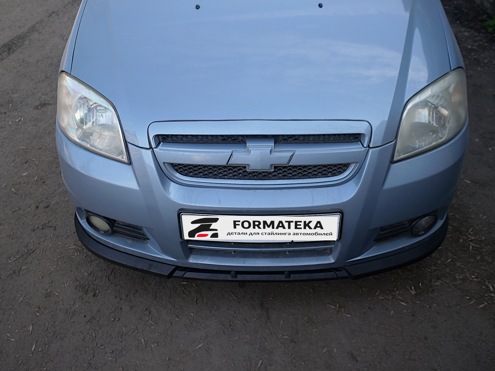 картинка Сплиттер под передний бампер Chevrolet Aveo 1 рест. - текстурный vonard customs 