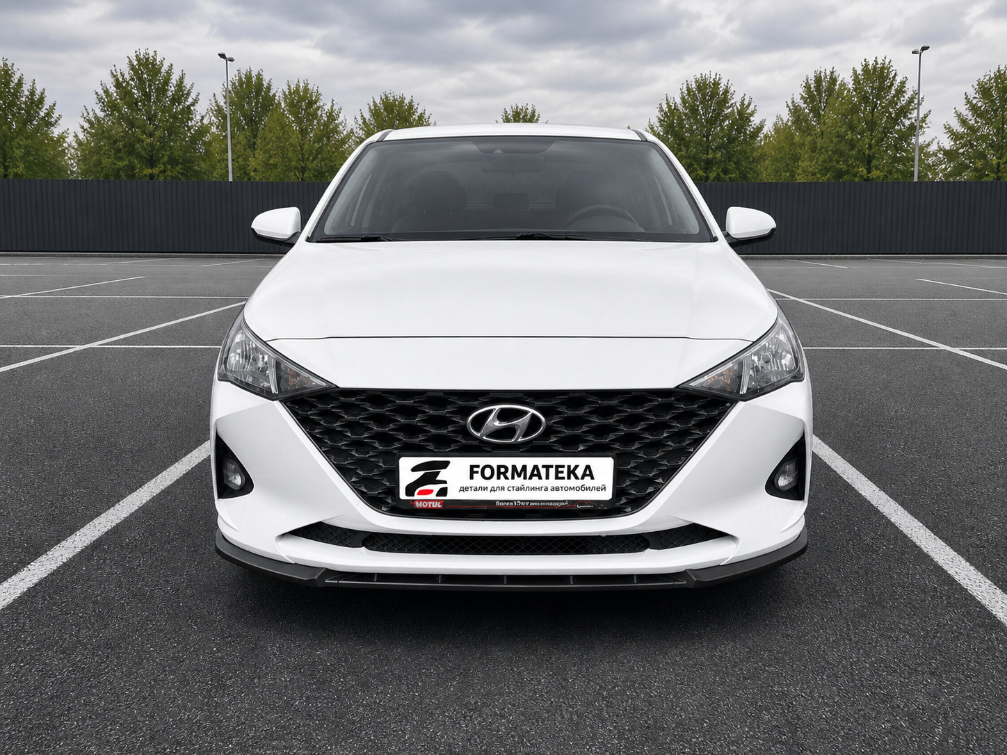 картинка Сплиттер под передний бампер Hyundai Solaris 2 рестайлинг - текстура vonard customs 